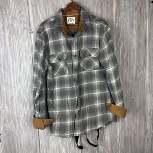 Dubinik CUSTOMIZED VERSION Mens M Flannel Shirt Gray Plaid Corduroy Collar Stays